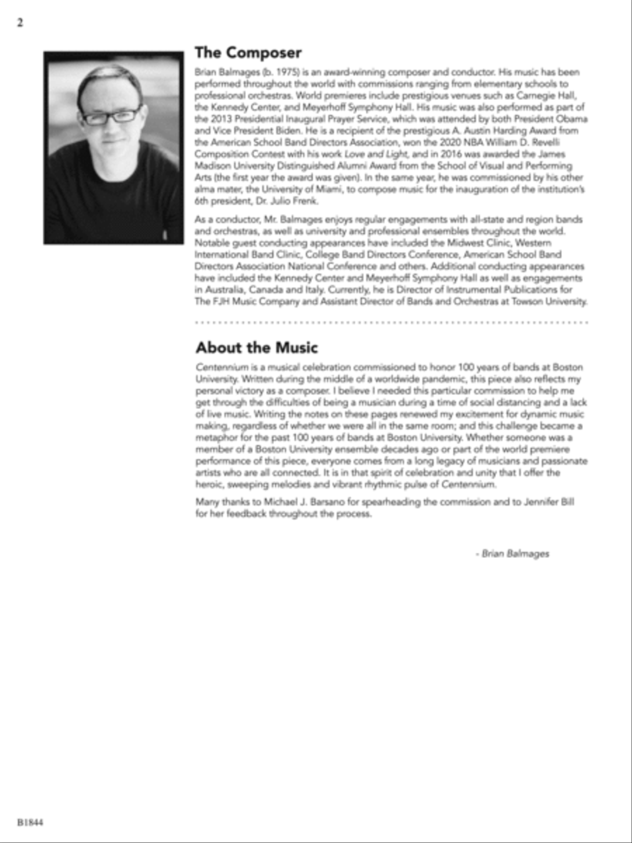 Centennium: Score Centennium: Score Concert Band scores gallery preview page 2