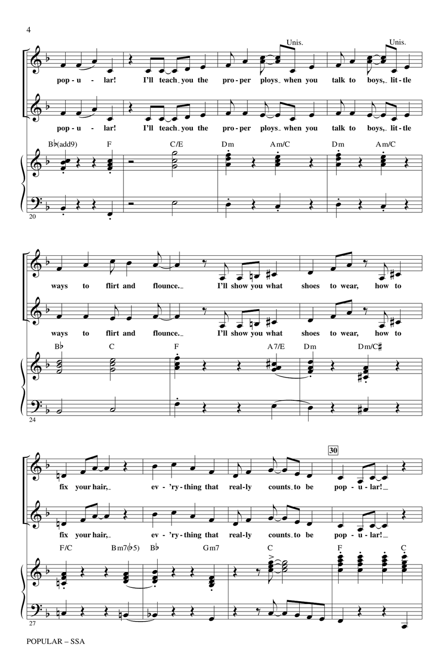 Popular (from Wicked) (arr. Mac Huff) SSA scores gallery preview page 3
