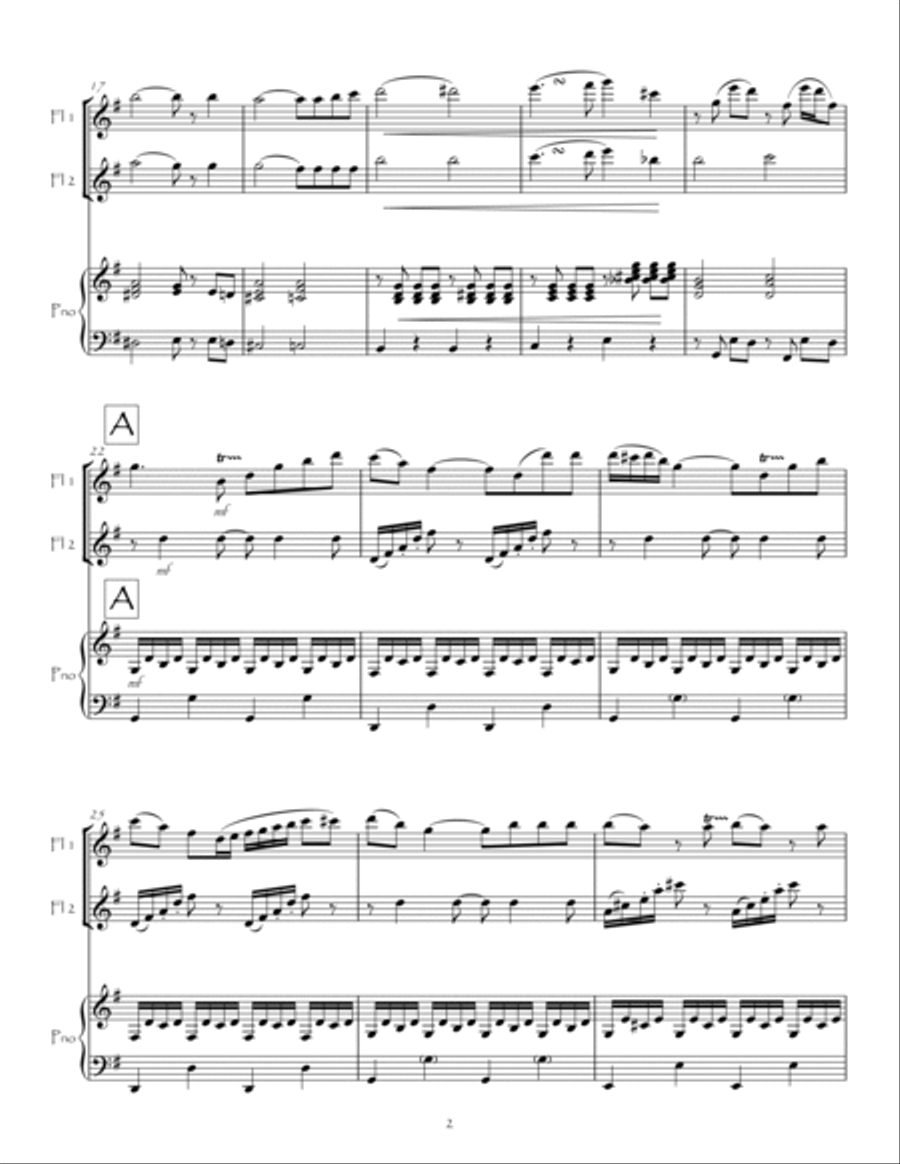 Duet in G, D96 for Two Flutes and Piano Flute Duet scores gallery preview page 3