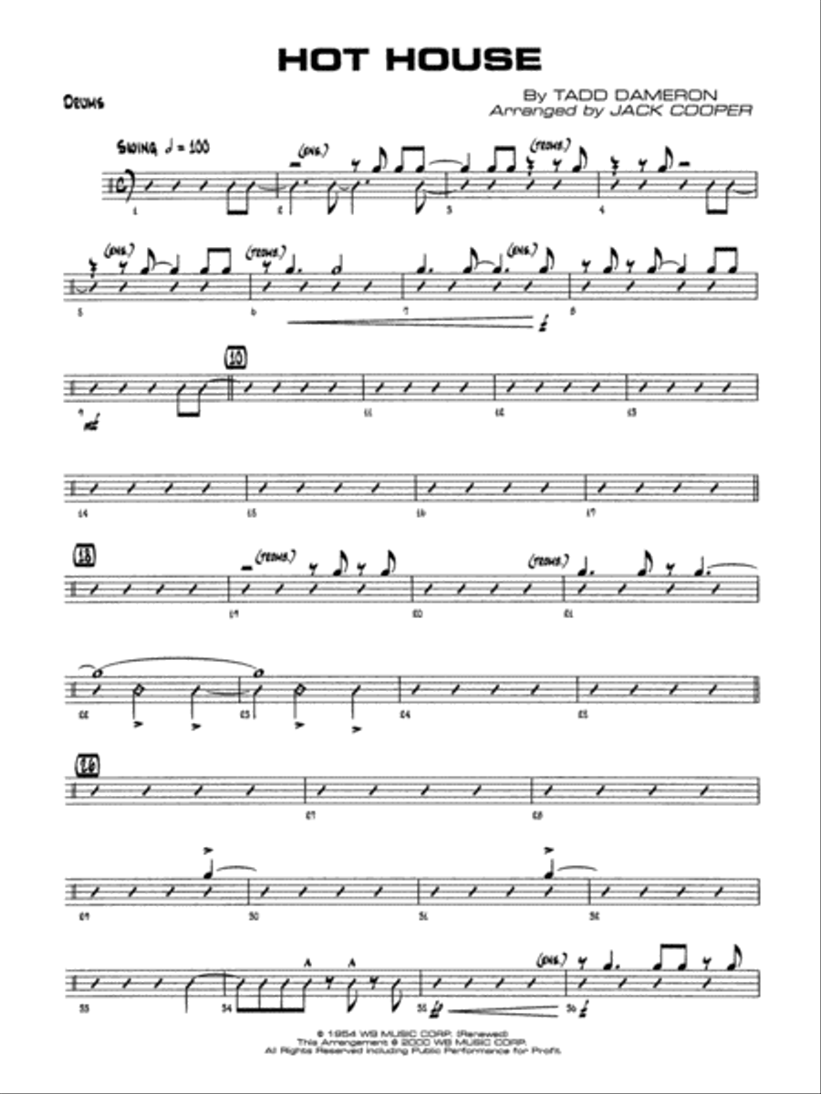 Hot House: Drums Hot House: Drums Jazz Ensemble scores gallery preview page 1