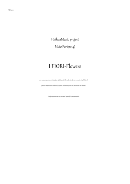 I Fiori (Flowers) -for Voice, Lute, Sop. Sax, Cello, Piano and Percussions image number null