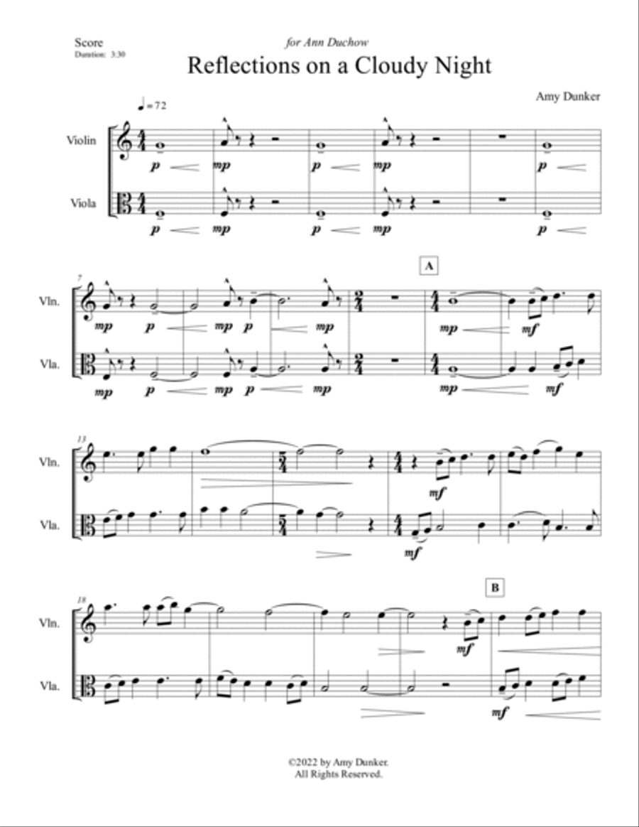 Reflections On a Cloudy Night String Duet scores gallery preview page 3