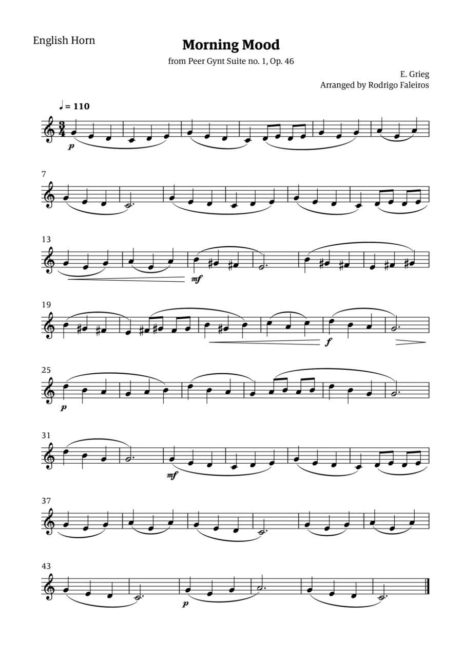 Morning Mood (solo english horn - level 3) English Horn scores gallery preview page 1