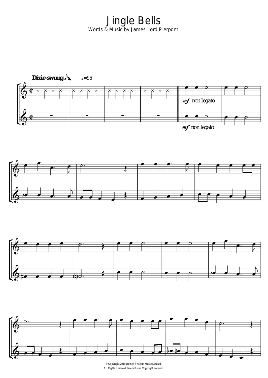 Jingle Bells Tenor Saxophone scores gallery preview page 1