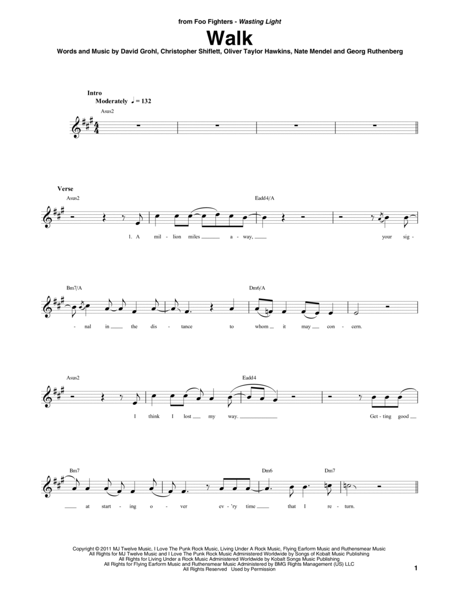 Walk Guitar Tablature scores gallery preview page 1