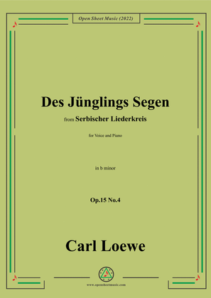 Book cover for Loewe-Des Junglings Segen,in b minor,Op.15 No.4