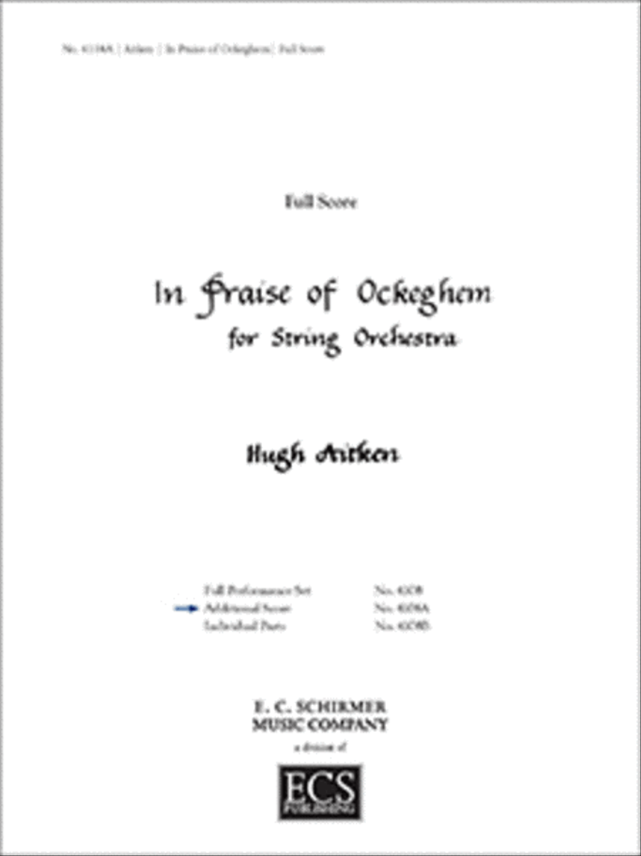 In Praise of Ockeghem (Additional Full Score) Orchestra scores gallery preview page 1