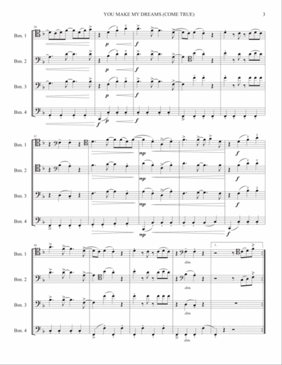You Make My Dreams Bassoon Solo scores gallery preview page 3