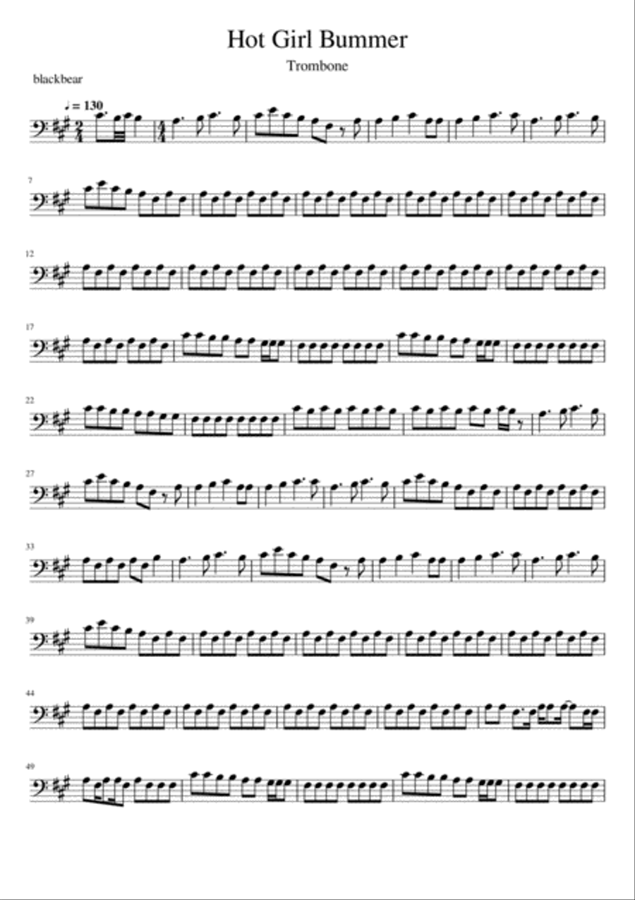 Hot Girl Bummer Hot Girl Bummer Trombone Solo scores gallery preview page 1