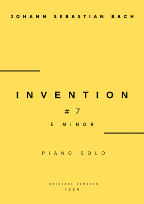 Book cover for Invention No.7 in E Minor - Piano Solo (Original Version)