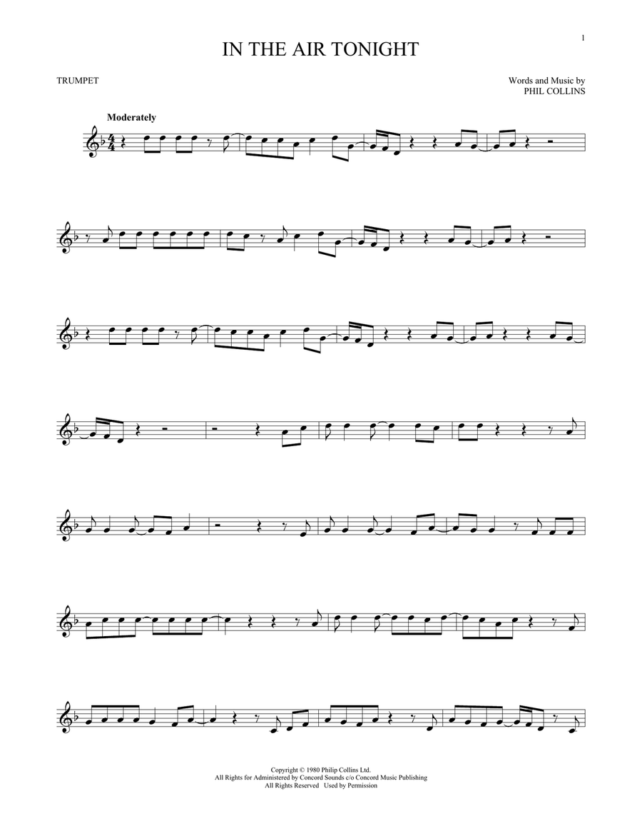 In The Air Tonight Trumpet Solo scores gallery preview page 1