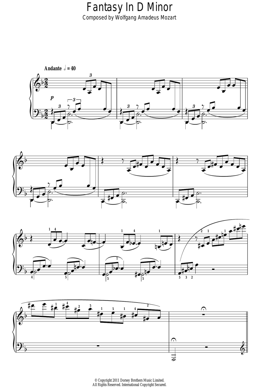 Fantasy In D Minor Piano Solo scores gallery preview page 1