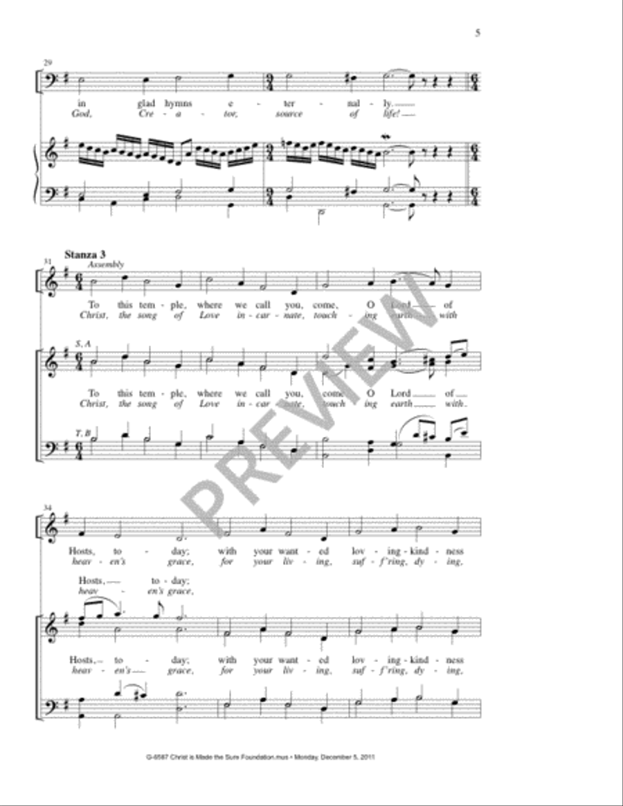 Christ Is Made the Sure Foundation / Voices Raised to You We Offer 4-Part scores gallery preview page 5