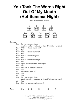 You Took The Words Right Out Of My Mouth (Hot Summer Night)