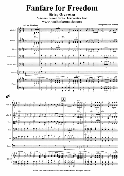 Fanfare for Freedom (String Orchestral Version Score & Parts) image number null
