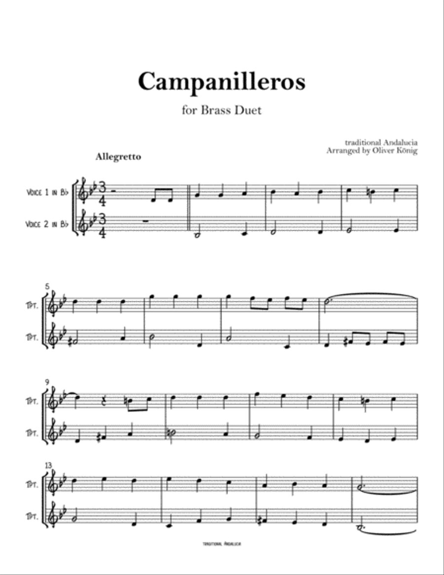 Campanilleros-Spanish Christmas Carol-for Brass Duet Brass Duet scores gallery preview page 2