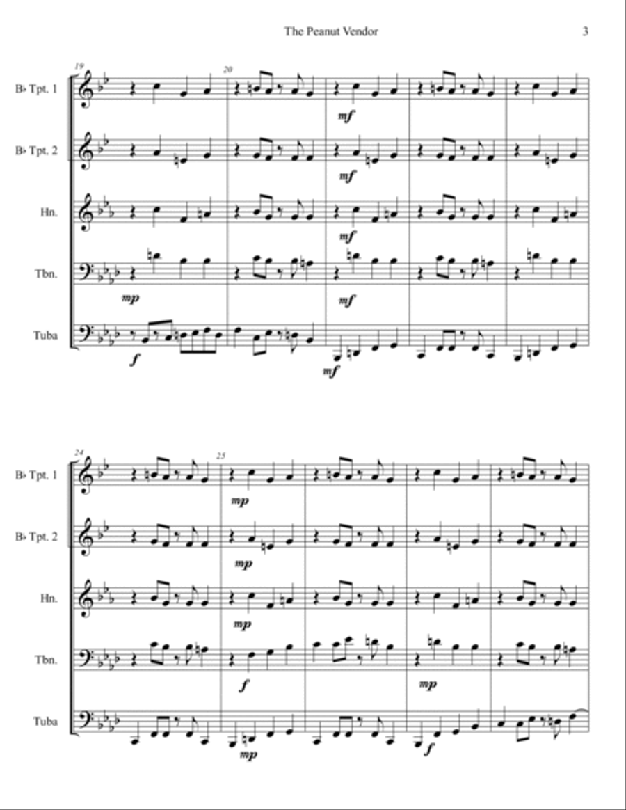 The Peanut Vendor (el Manisero) Brass Quintet scores gallery preview page 4