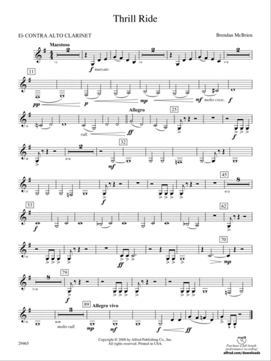 Thrill Ride: (World Part) E-flat Contrabass Clarinet Concert Band scores gallery preview page 1