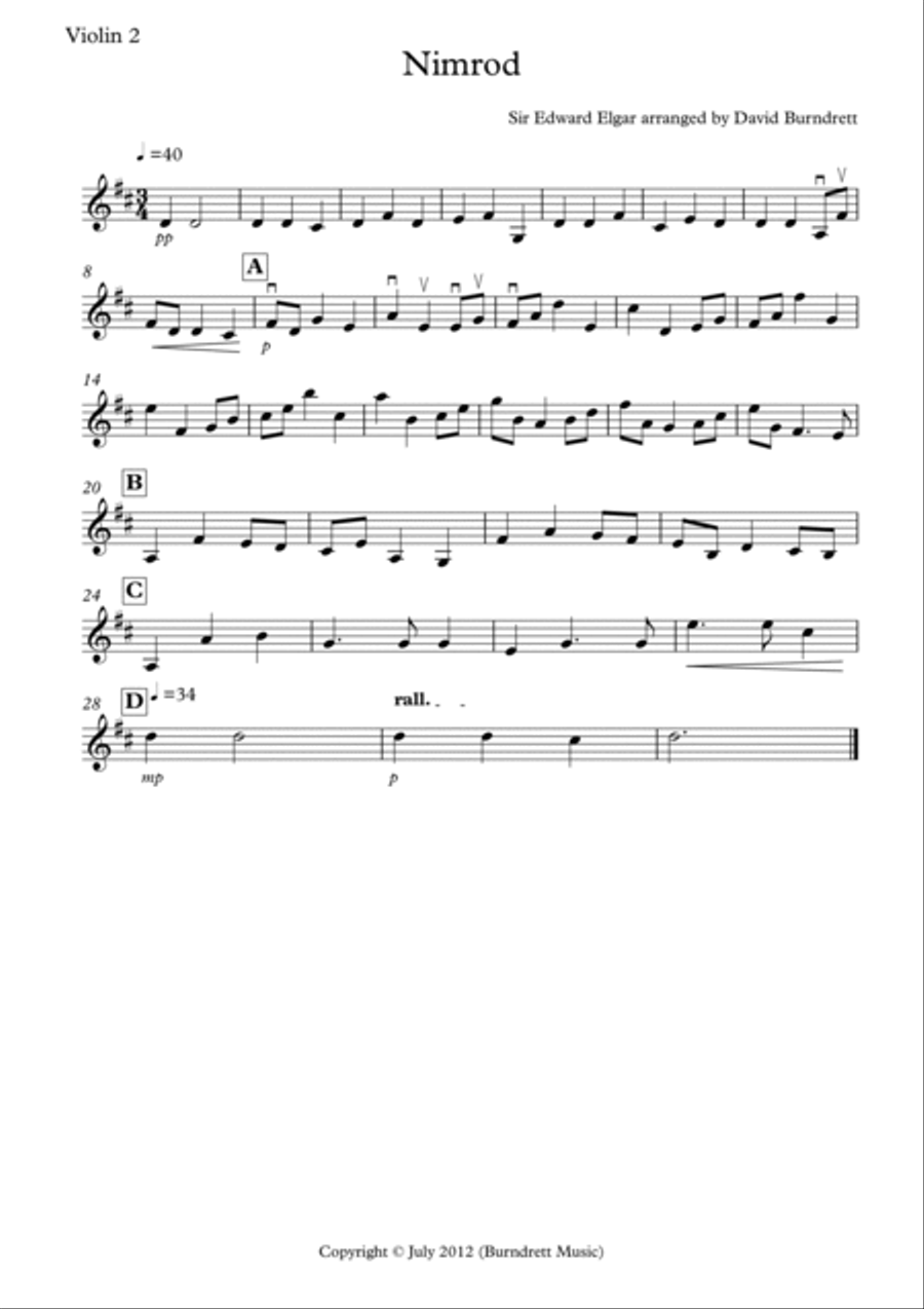 Nimrod for String Orchestra String Quartet scores gallery preview page 5