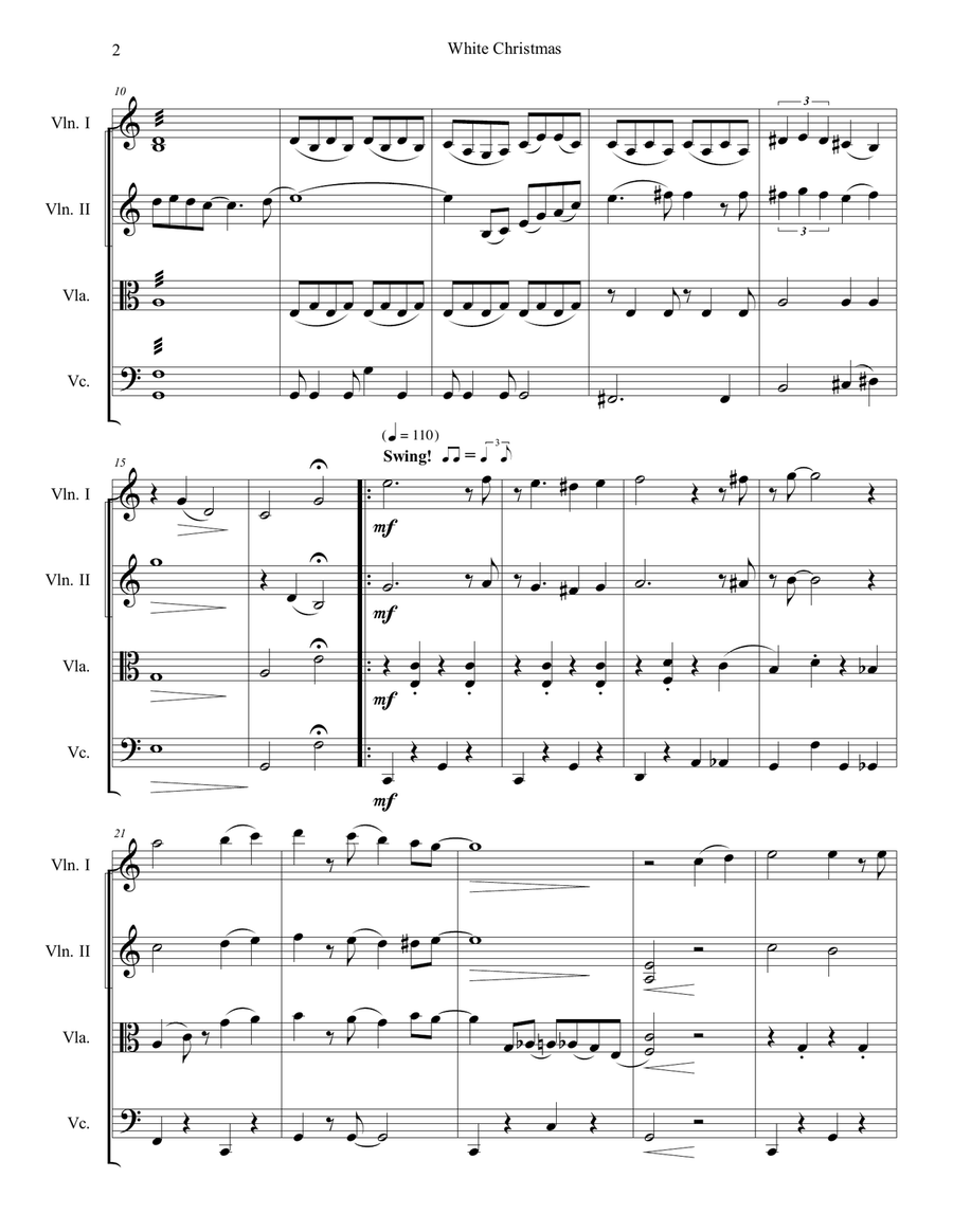 White Christmas String Quartet scores gallery preview page 2