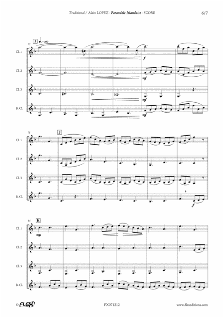 Farandole Irlandaise Farandole Irlandaise Clarinet Quartet scores gallery preview page 6