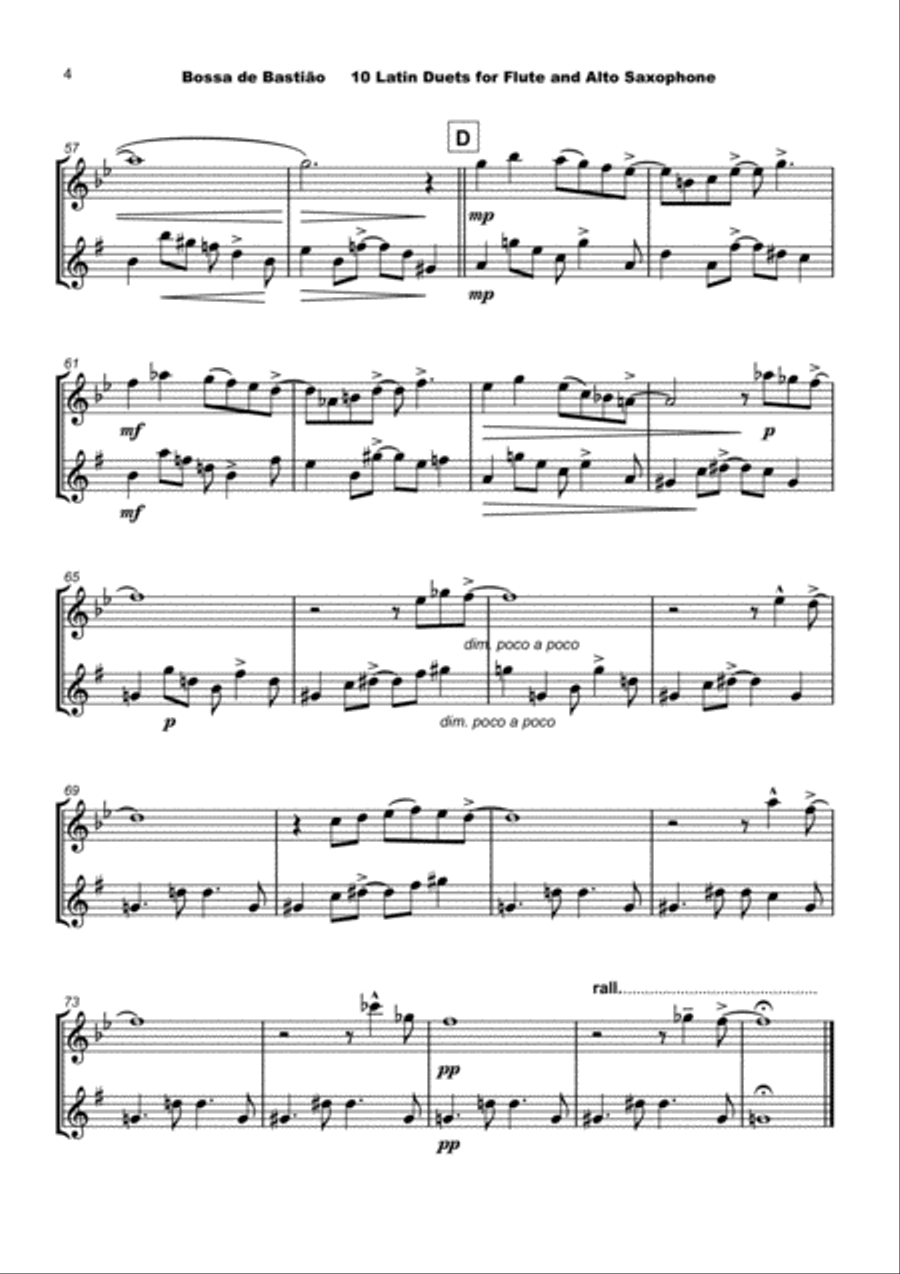 10 Latin Duets, for Flute and Alto Saxophone Woodwind Duet scores gallery preview page 6