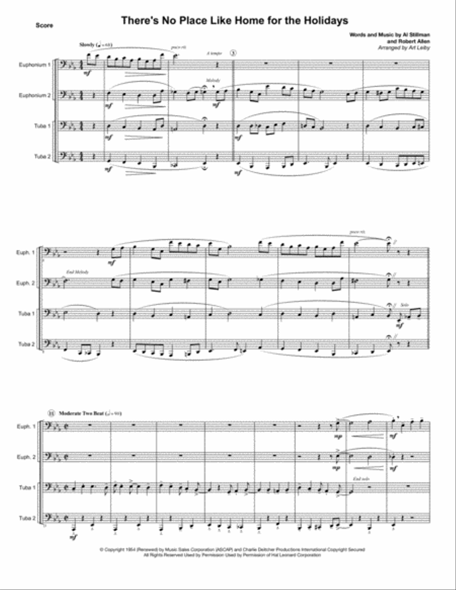 (There's No Place Like) Home For The Holidays Brass Ensemble scores gallery preview page 1