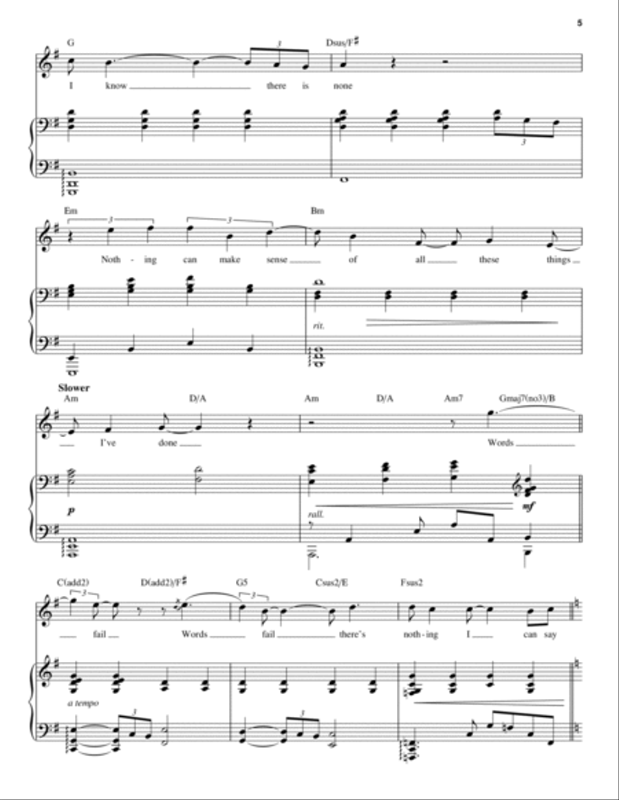 Words Fail (from Dear Evan Hansen) Voice scores gallery preview page 5