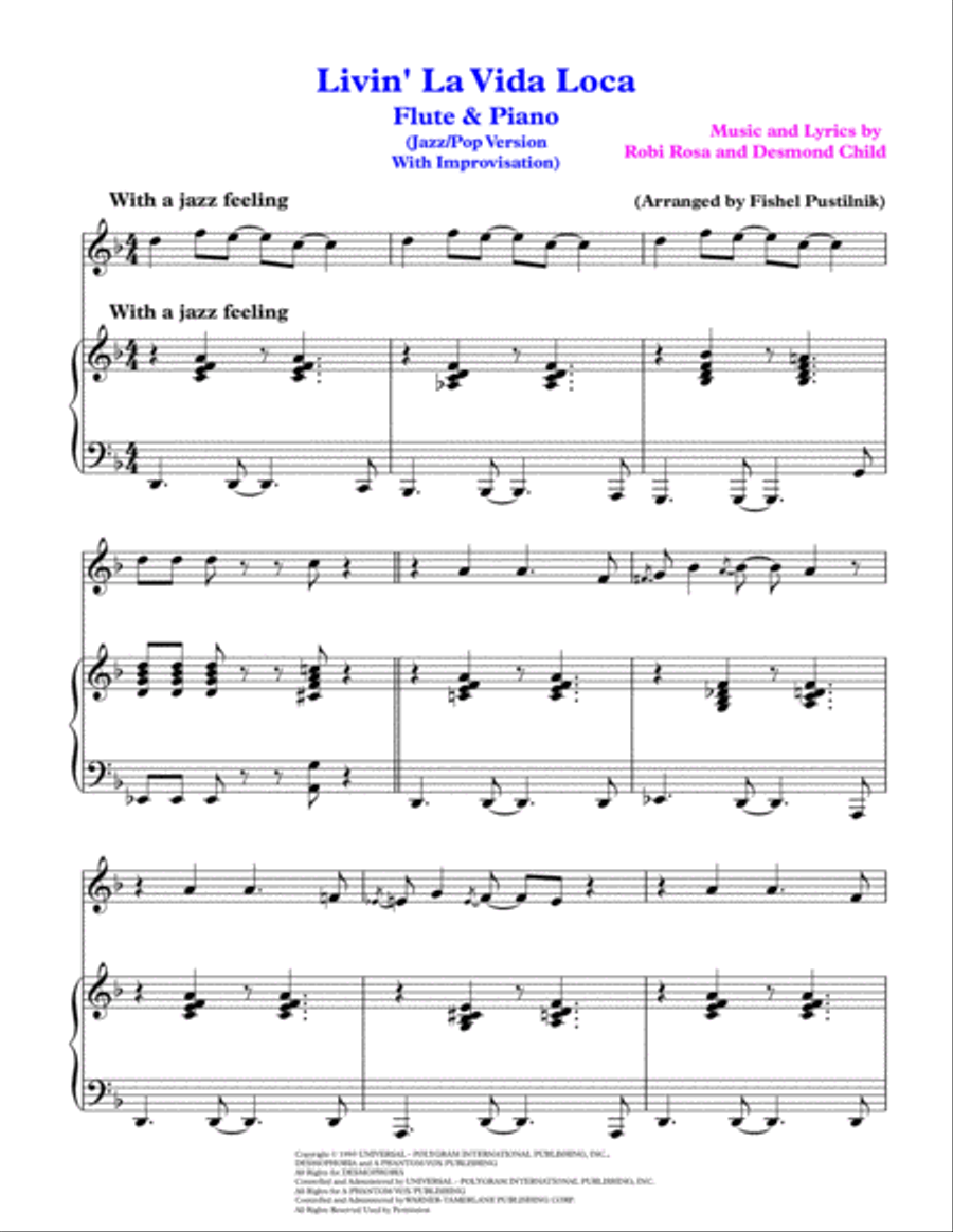 Livin' La Vida Loca Flute Solo scores gallery preview page 2