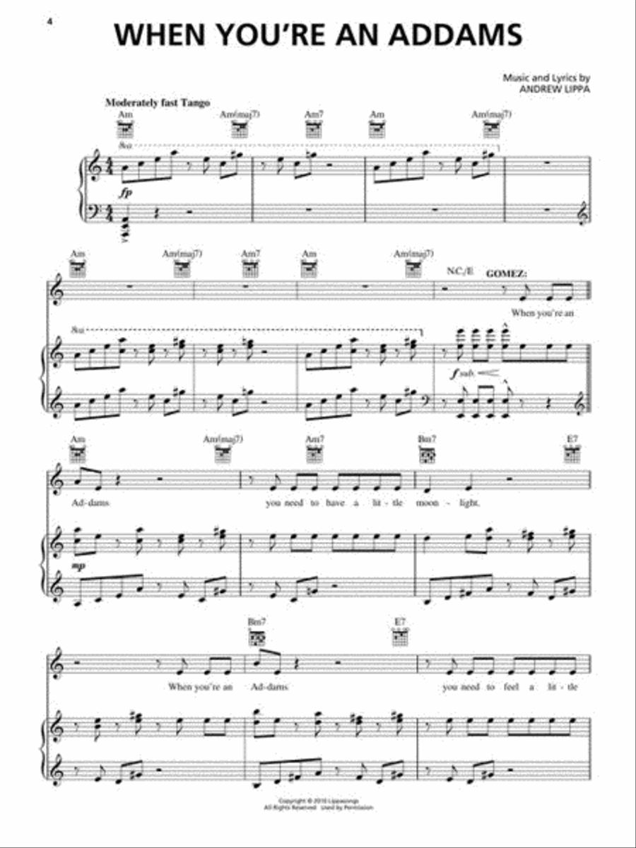 The Addams Family Piano, Vocal scores gallery preview page 6