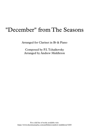 Book cover for December from The Seasons arranged for Clarinet and Piano