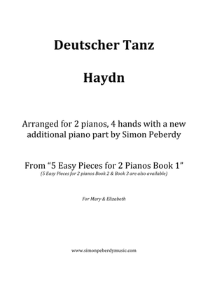 Book cover for Deutscher Tanz by J Haydn in a new easy arrangement for 2 pianos by Simon Peberdy