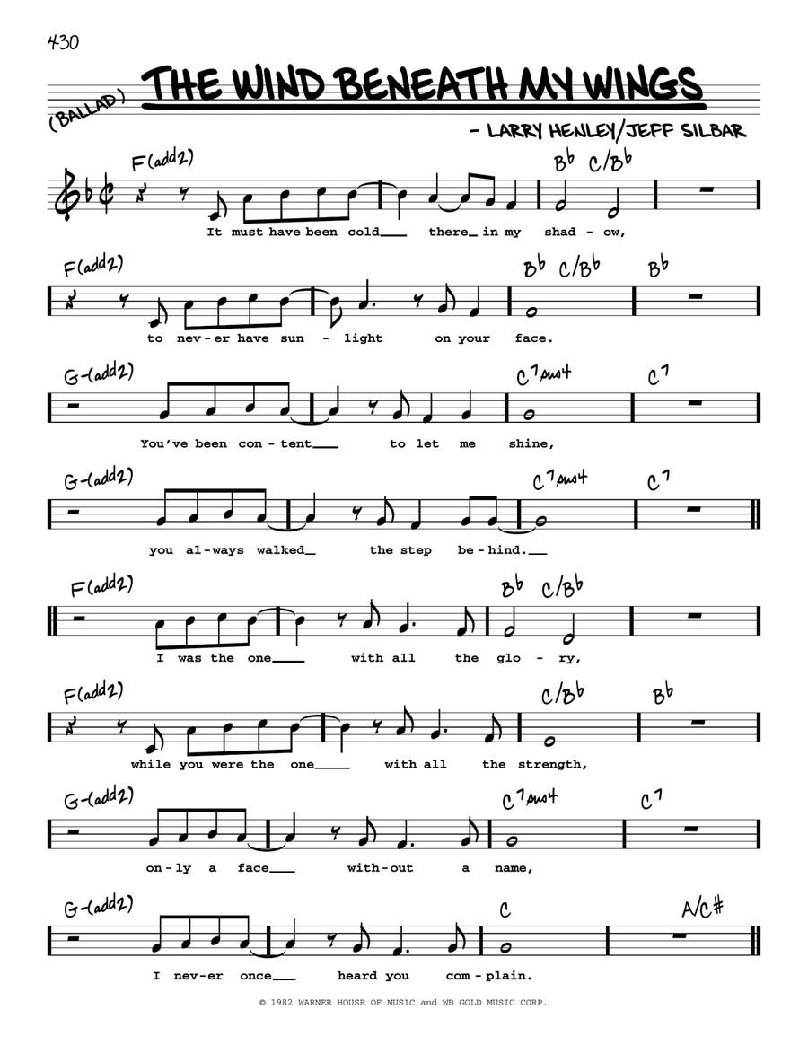 The Wind Beneath My Wings (High Voice) High Voice scores gallery preview page 1