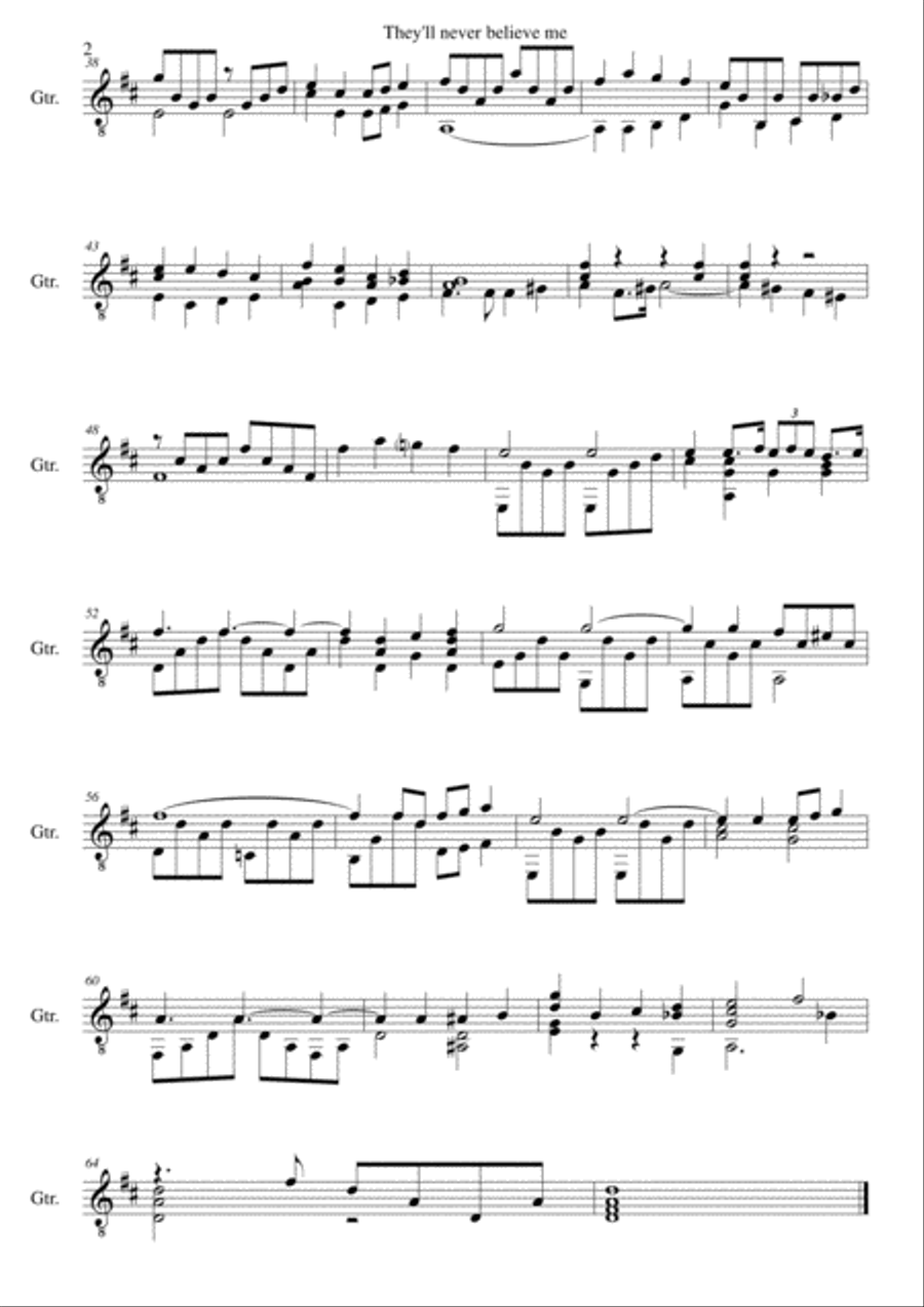 4 songs by Jerome Kern arranged for solo guitar image number null