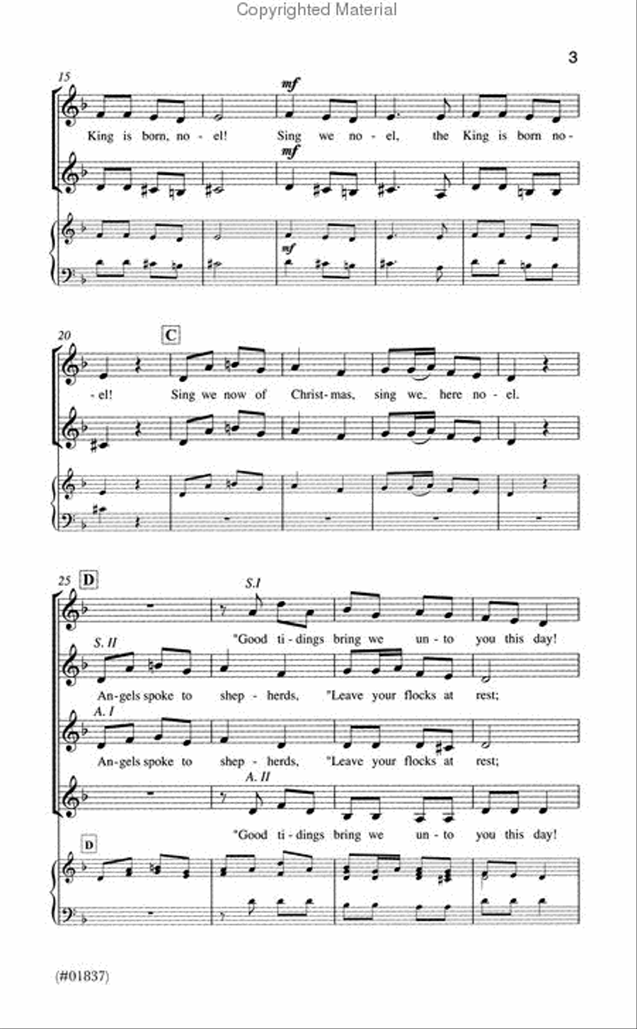 O Sing We Now of Christmas - SSAA a cappella SSAA scores gallery preview page 3