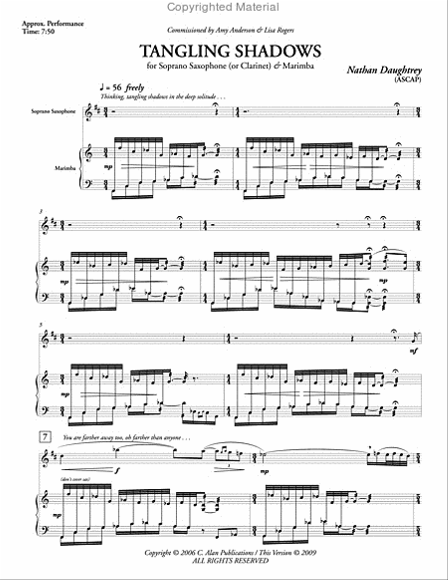 Tangling Shadows, Version 2 (score & parts) B-Flat Clarinet scores gallery preview page 2