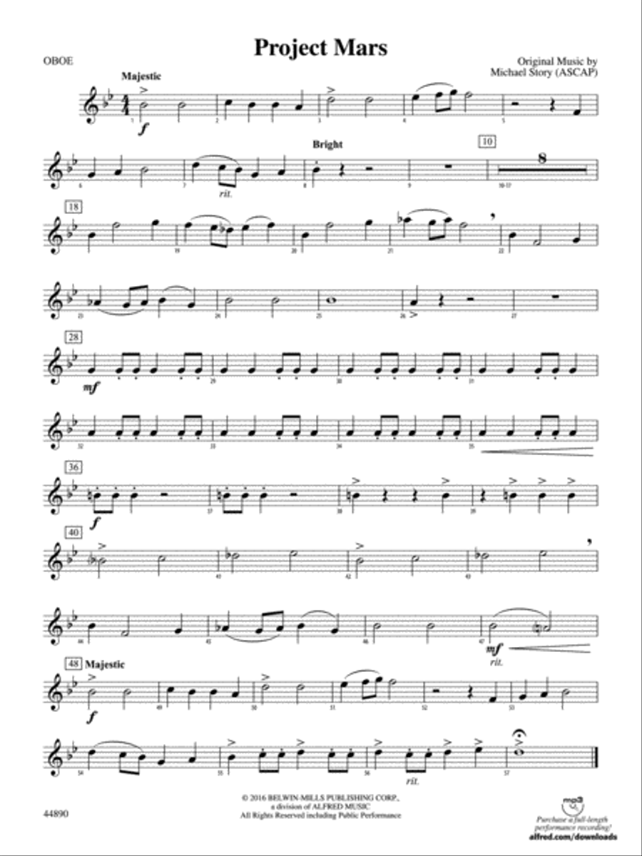 Project Mars: Oboe Concert Band scores gallery preview page 1