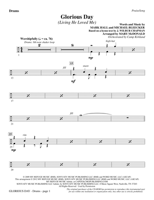Glorious Day (Living He Loved Me) (arr. Mary McDonald) - Drums