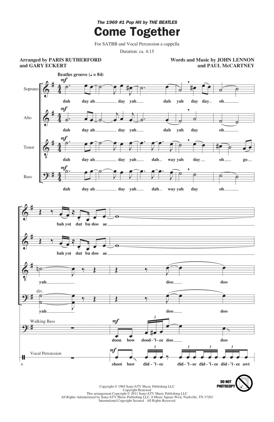 Come Together 4-Part scores gallery preview page 1