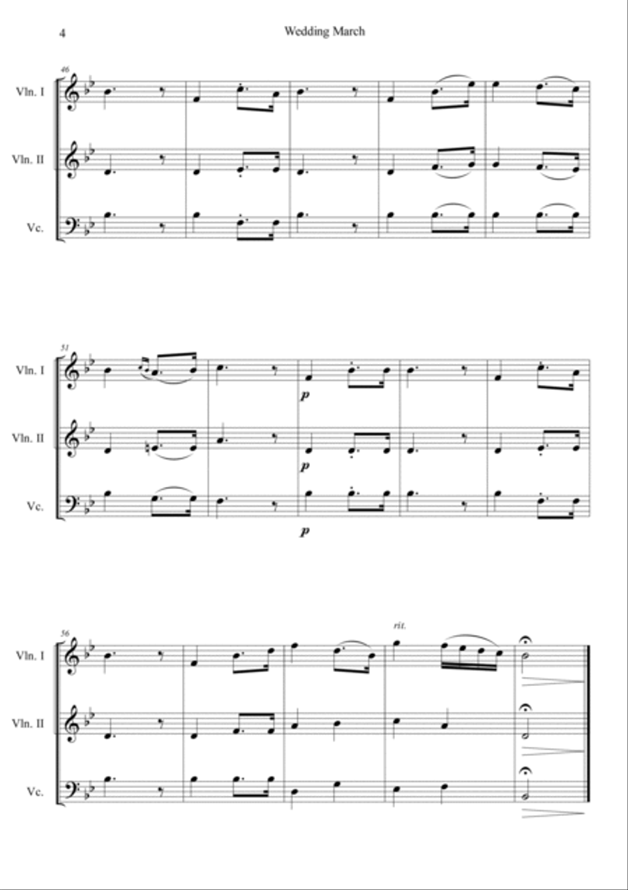 Wedding March String Trio scores gallery preview page 4