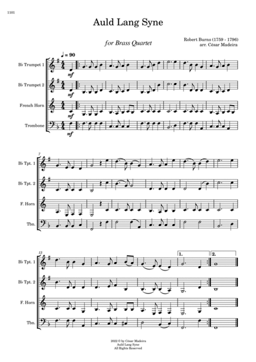 Auld Lang Syne - Brass Quartet (Full Score and Parts) image number null