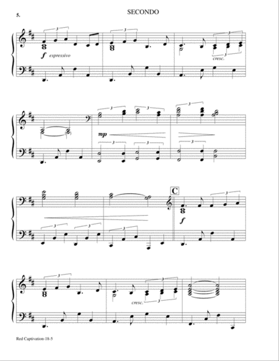 RED CAPTIVATION by Robert Van Horne (Piano Duet) Piano Duet scores gallery preview page 6