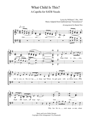 "What Child Is This" a Capella version for SATB vocals/choir