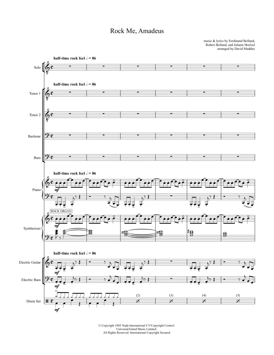 Rock Me Amadeus Small Ensemble scores gallery preview page 1