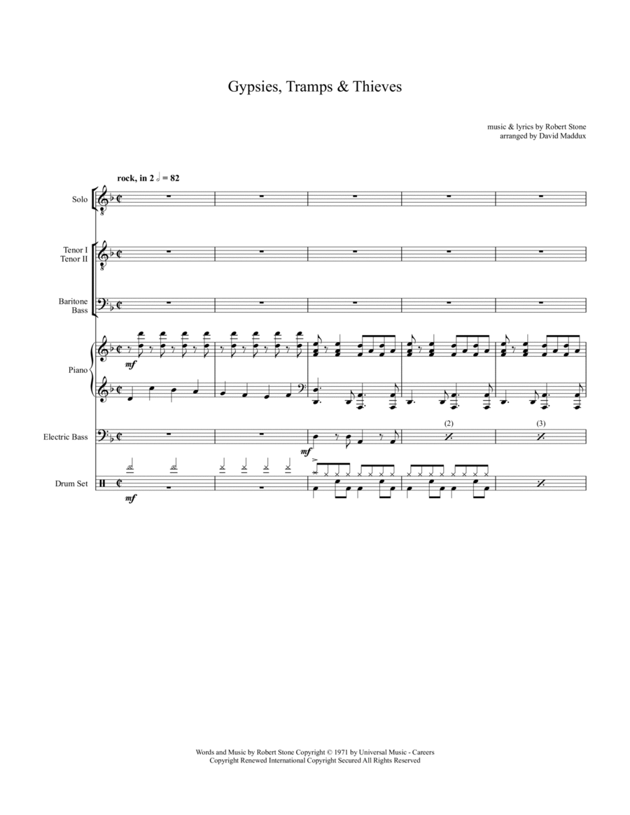 Gypsys, Tramps And Thieves Small Ensemble scores gallery preview page 1