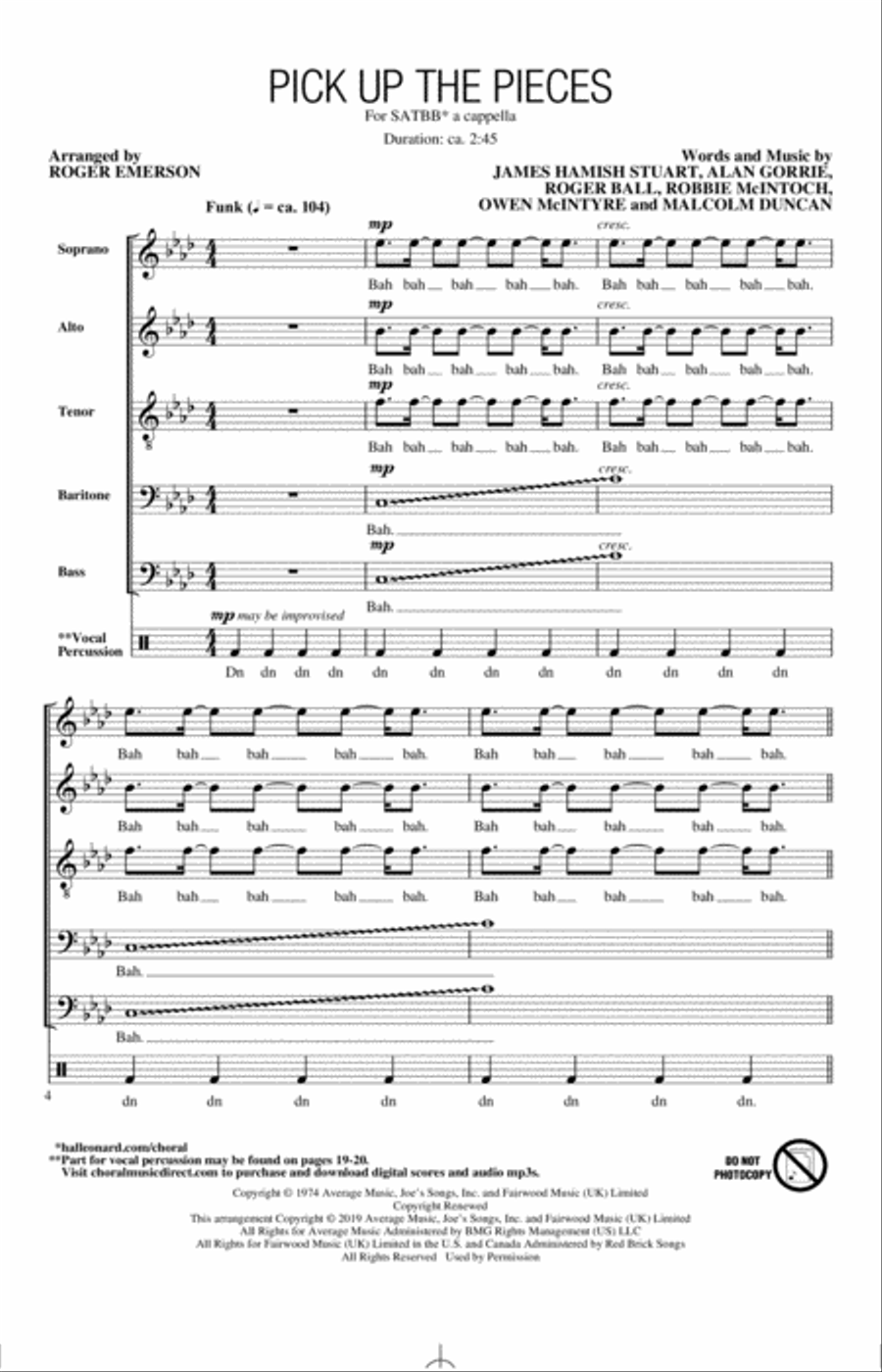 Pick Up The Pieces (arr. Roger Emerson) SATBarB scores gallery preview page 1