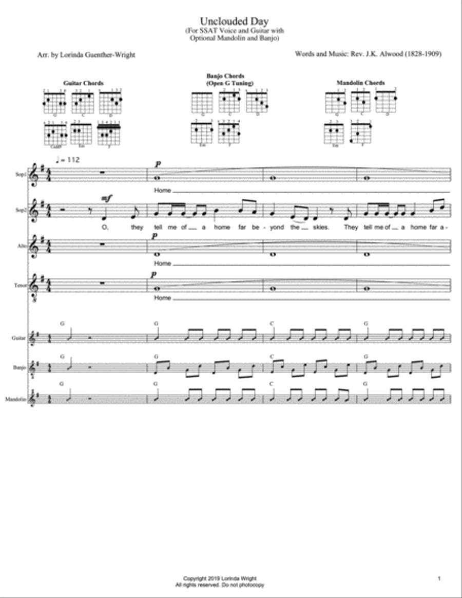 Unclouded Day Choir scores gallery preview page 1