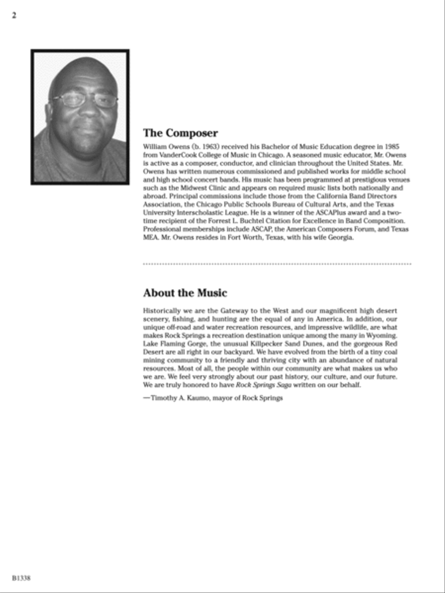 Rock Springs Saga: Score Rock Springs Saga: Score Concert Band scores gallery preview page 2