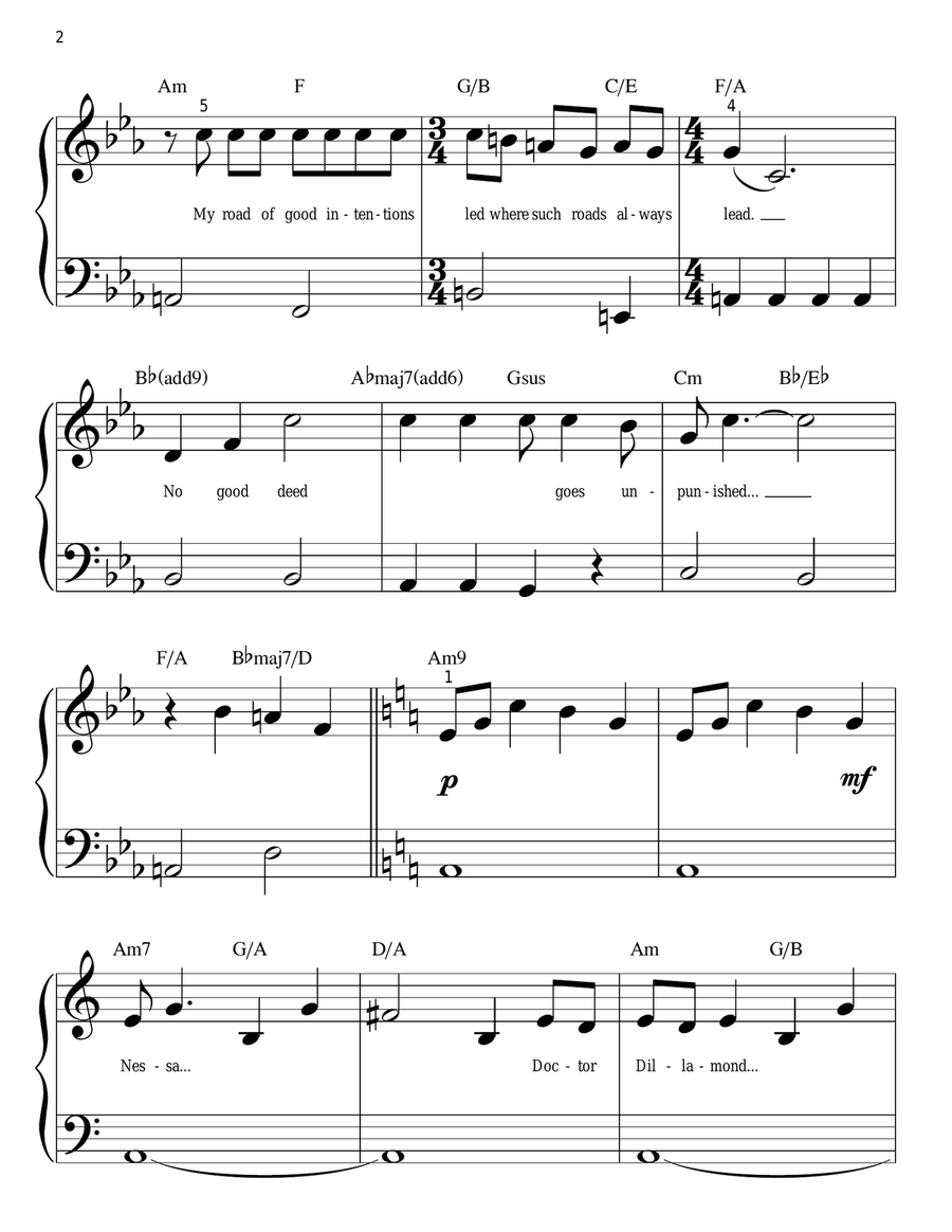 No Good Deed (from Wicked) Easy Piano scores gallery preview page 2