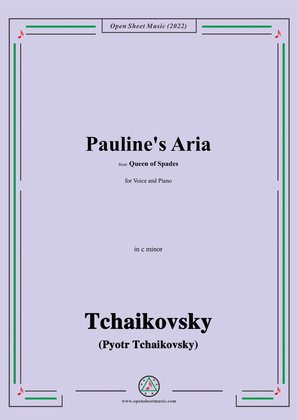 Book cover for Tchaikovsky-Pauline's Aria,from Queen of Spades,in c minor,for Voice and Piano